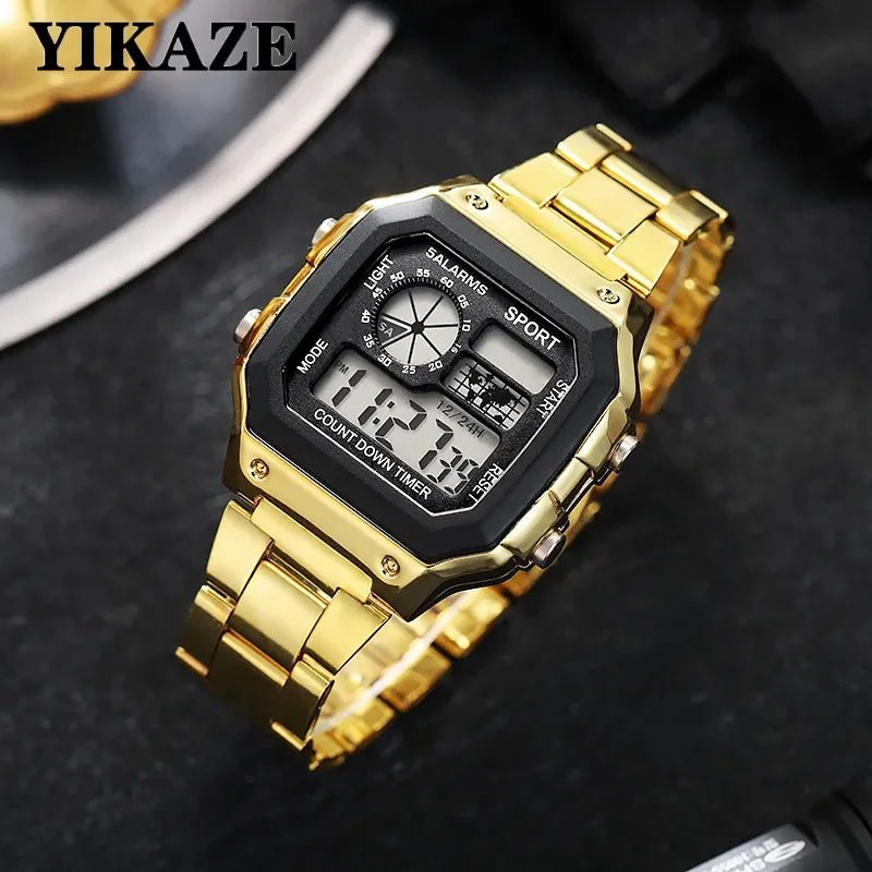MAYZHISU Classic Men's Digital Watches Luxury Stainless Steel Strap Sport Watches Men Military Clock LED Sport Wristwatch - RELUX.STORE