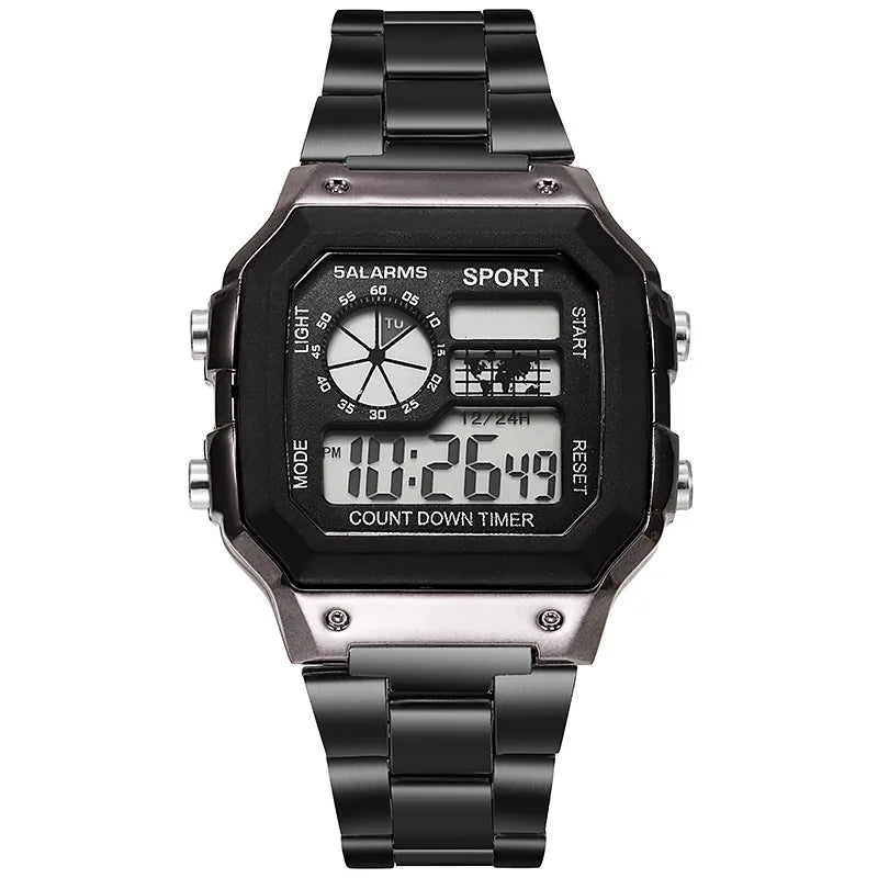 MAYZHISU Classic Men's Digital Watches Luxury Stainless Steel Strap Sport Watches Men Military Clock LED Sport Wristwatch - RELUX.STORE
