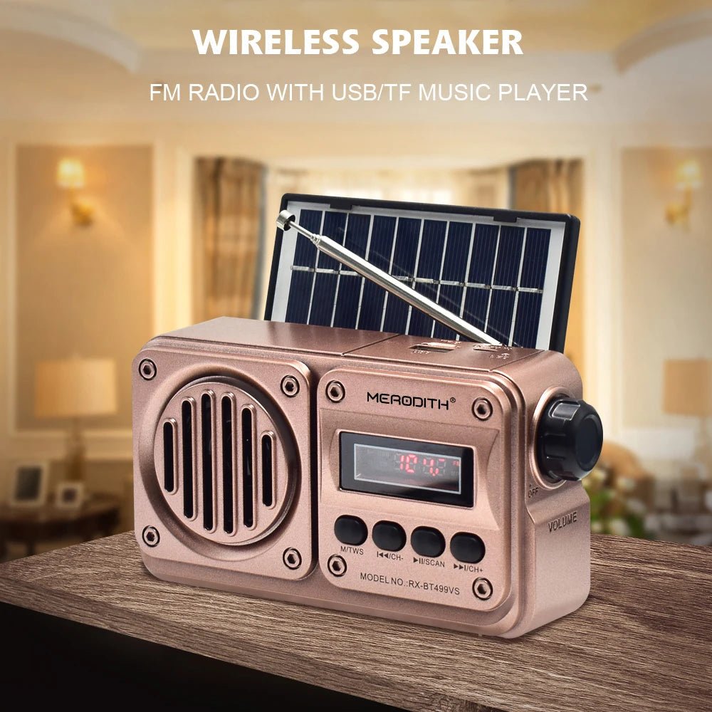 MD - 499 Wireless Bluetooth Speaker MP3 Playback FM Radio Solar Charging Emergency power outage Radio Full Band High Sensitivity - RELUX.STORE