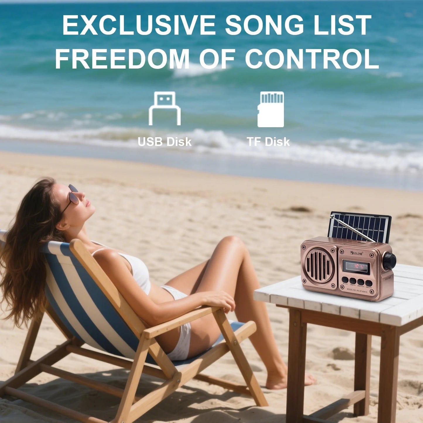 MD - 499 Wireless Bluetooth Speaker MP3 Playback FM Radio Solar Charging Emergency power outage Radio Full Band High Sensitivity - RELUX.STORE