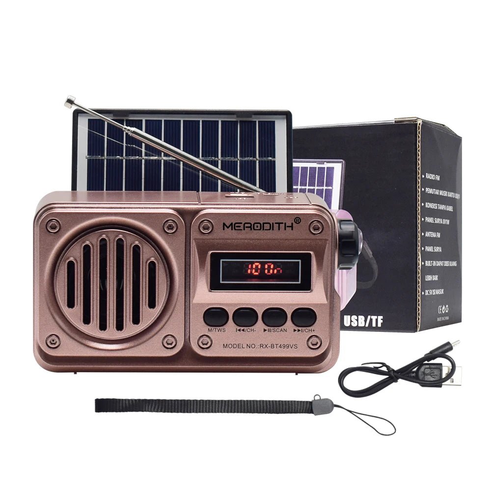 MD - 499 Wireless Bluetooth Speaker MP3 Playback FM Radio Solar Charging Emergency power outage Radio Full Band High Sensitivity - RELUX.STORE