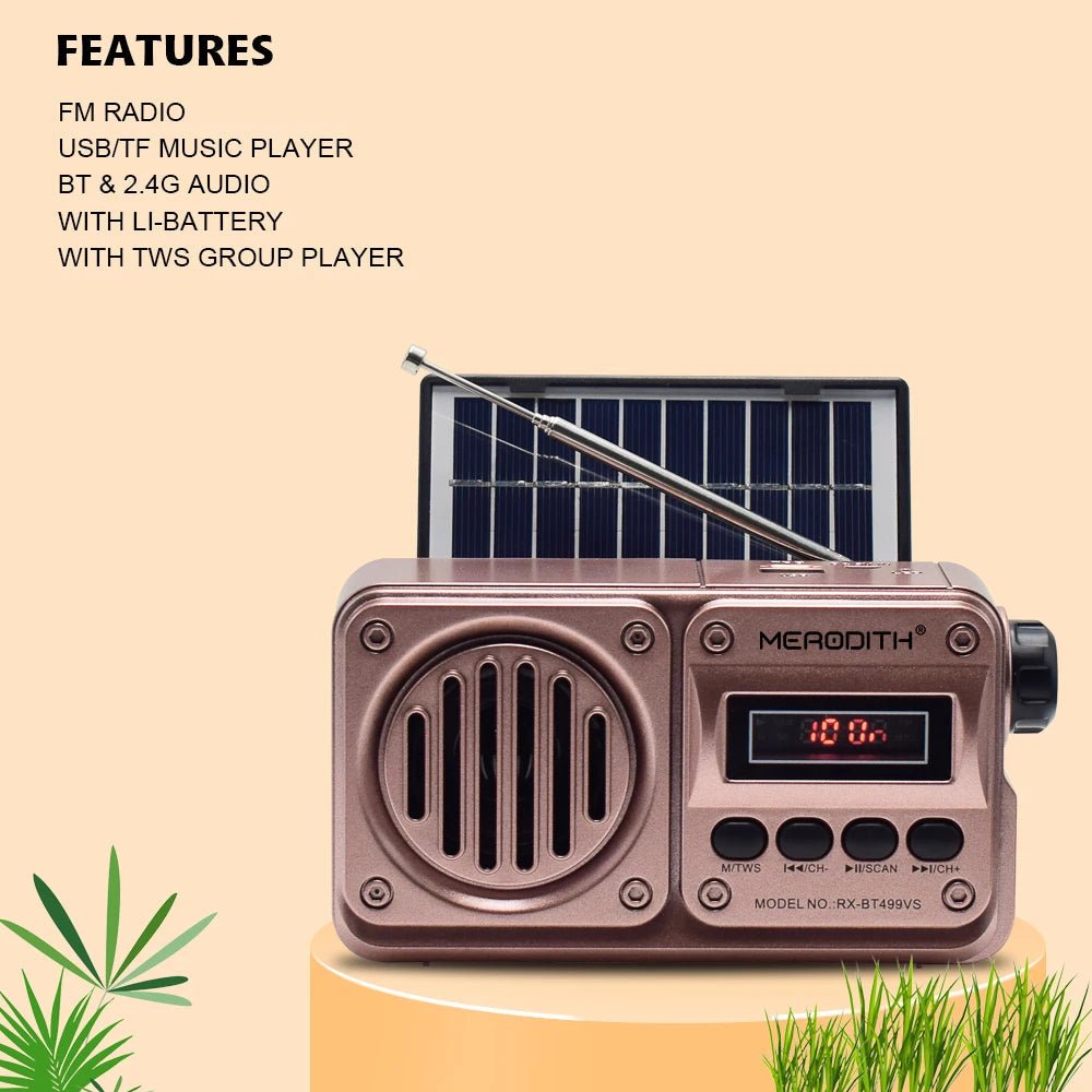 MD - 499 Wireless Bluetooth Speaker MP3 Playback FM Radio Solar Charging Emergency power outage Radio Full Band High Sensitivity - RELUX.STORE