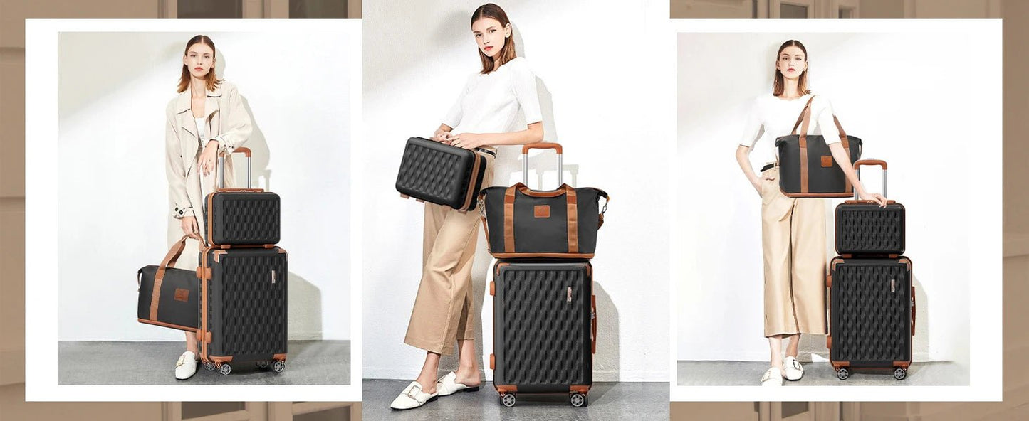 Melalenia Luggage Sets 7 Piece Hard Shell Carry on Suitcase with Spinner Wheels and TSA Lock, Lightweight Travel Duffel Bag - RELUX.STOREMelalenia Luggage Sets 7 Piece Hard Shell Carry on Suitcase with Spinner Wheels and TSA Lock, Lightweight Travel Duffel Bag