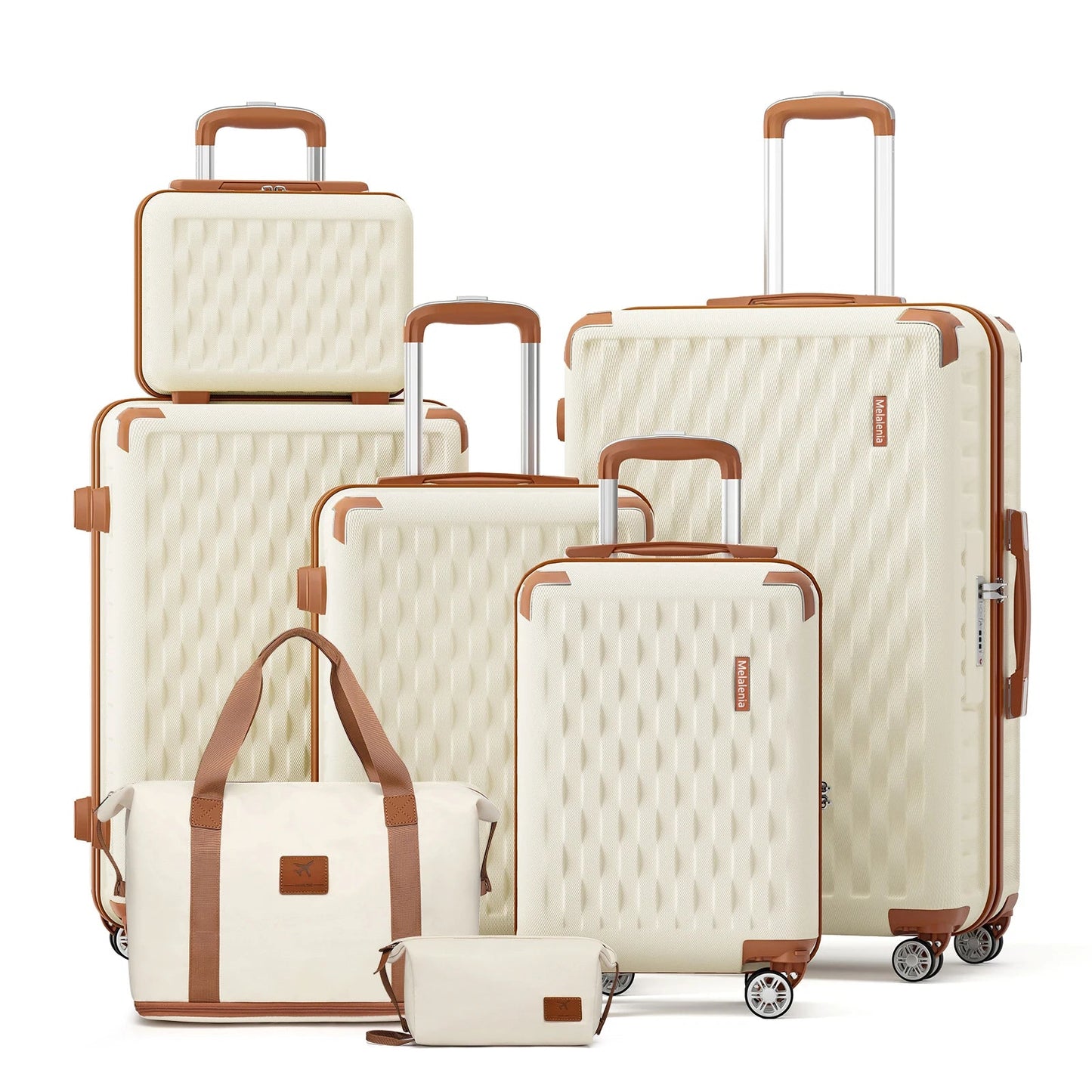 Melalenia Luggage Sets 7 Piece Hard Shell Carry on Suitcase with Spinner Wheels and TSA Lock, Lightweight Travel Duffel Bag - RELUX.STOREMelalenia Luggage Sets 7 Piece Hard Shell Carry on Suitcase with Spinner Wheels and TSA Lock, Lightweight Travel Duffel Bag