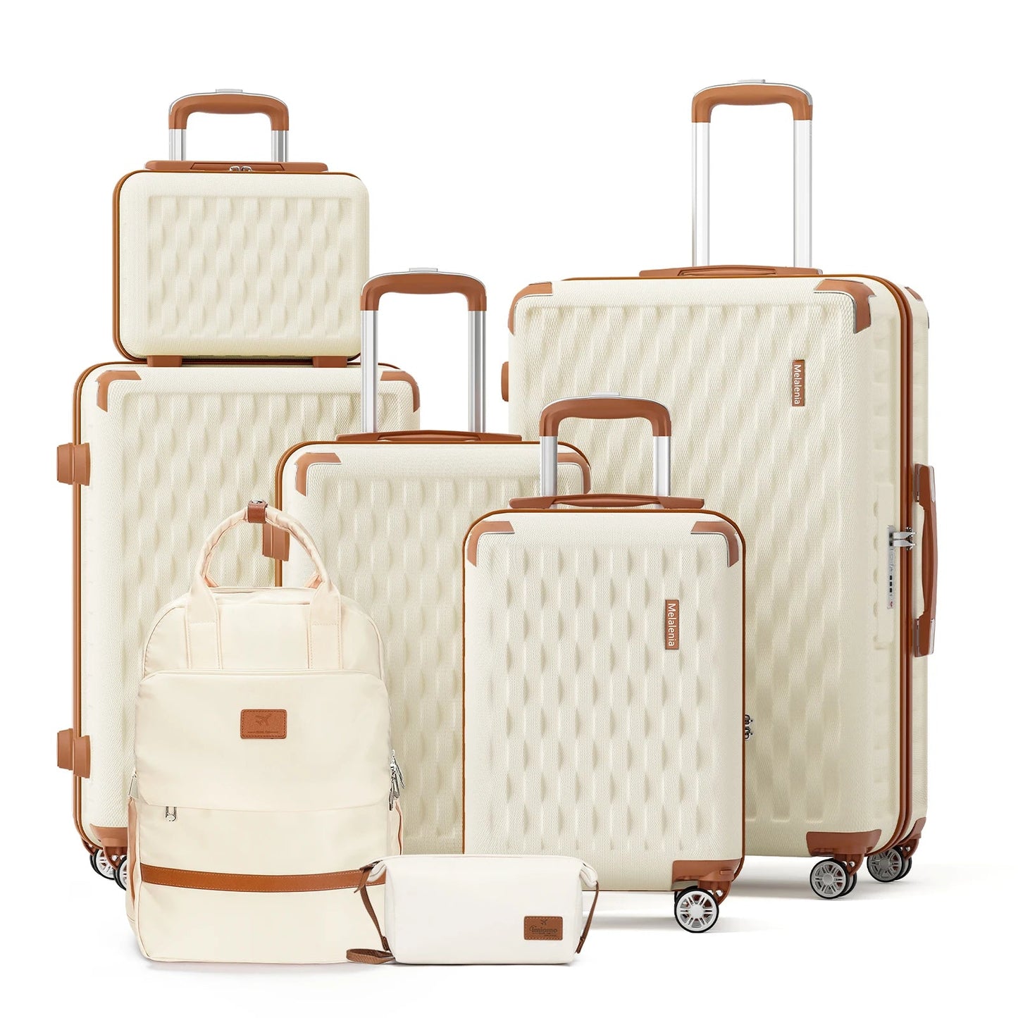 Melalenia Luggage Sets 7 Piece Hard Shell Carry on Suitcase with Spinner Wheels and TSA Lock, Lightweight Travel Duffel Bag - RELUX.STOREMelalenia Luggage Sets 7 Piece Hard Shell Carry on Suitcase with Spinner Wheels and TSA Lock, Lightweight Travel Duffel Bag