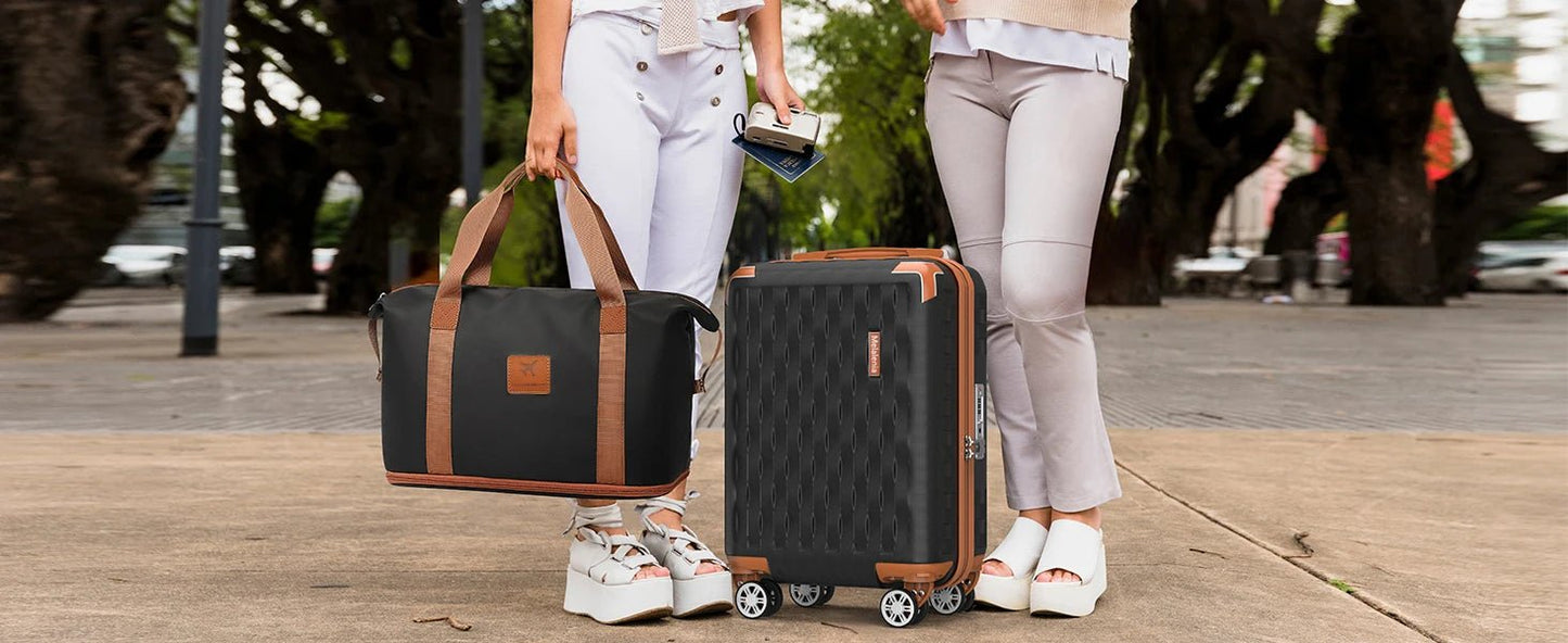 Melalenia Luggage Sets 7 Piece Hard Shell Carry on Suitcase with Spinner Wheels and TSA Lock, Lightweight Travel Duffel Bag - RELUX.STOREMelalenia Luggage Sets 7 Piece Hard Shell Carry on Suitcase with Spinner Wheels and TSA Lock, Lightweight Travel Duffel Bag