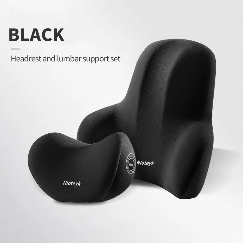 Memory Foam Car Neck Pillow & Lumbar Support Cushion – Universal Ergonomic Car Seat Neck & Waist Cushion, Travel Car Pillow, Back Support for Driving Comfort, Car Accessories - RELUX.STORE