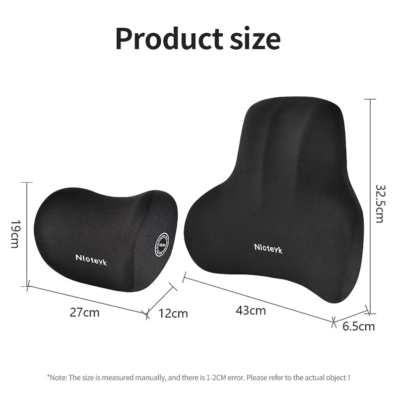 Memory Foam Car Neck Pillow & Lumbar Support Cushion – Universal Ergonomic Car Seat Neck & Waist Cushion, Travel Car Pillow, Back Support for Driving Comfort, Car Accessories - RELUX.STORE