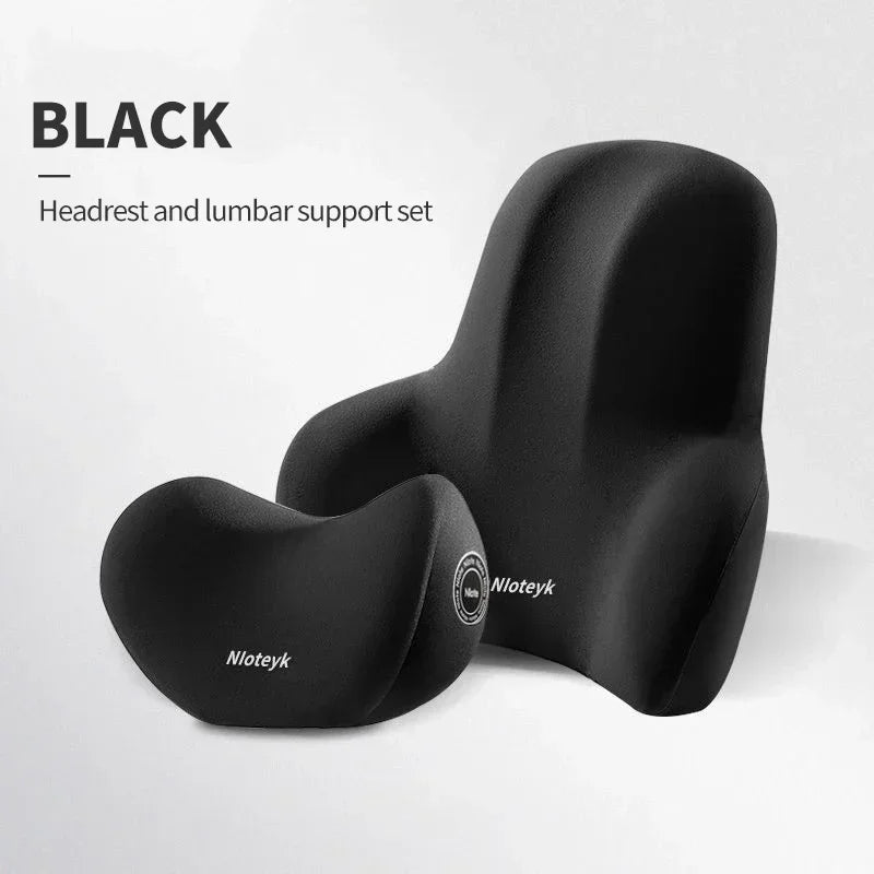 Memory Foam Car Neck Pillow & Lumbar Support Cushion – Universal Ergonomic Car Seat Neck & Waist Cushion, Travel Car Pillow, Back Support for Driving Comfort, Car Accessories - RELUX.STORE