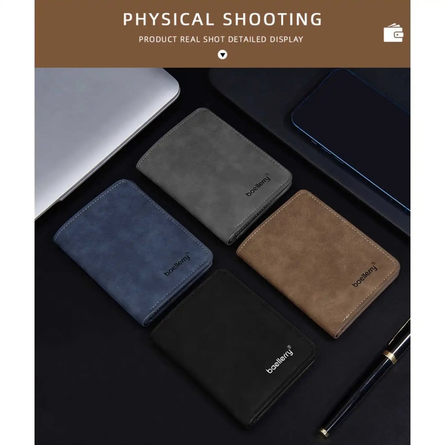 "Men’s Bifold Leather Wallet – Slim Multi - Card Holder with Driver’s License Window, Casual & Business Short Wallet" - RELUX.STORE