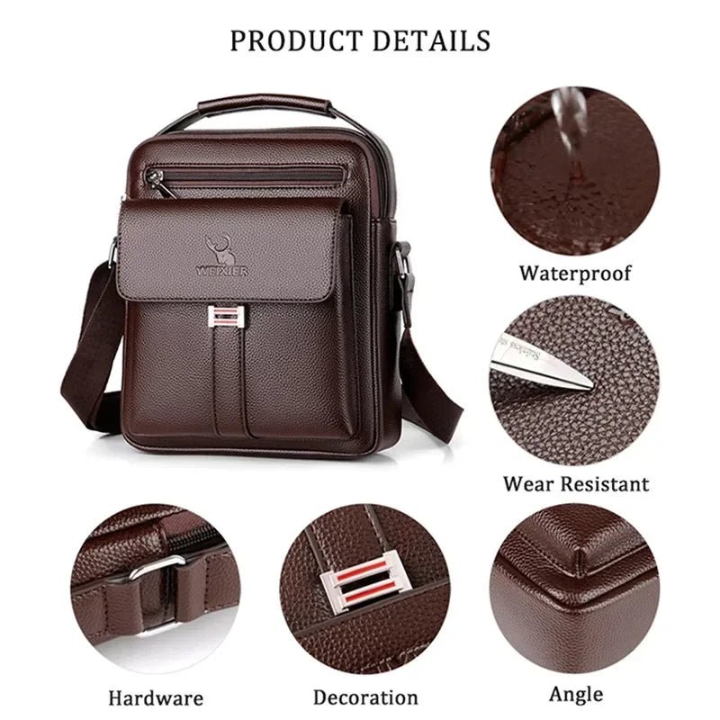Men's Genuine Leather Crossbody Shoulder Bags High quality Tote Fashion Business Man Messenger Bag Leather Bags fanny pack - RELUX.STORE