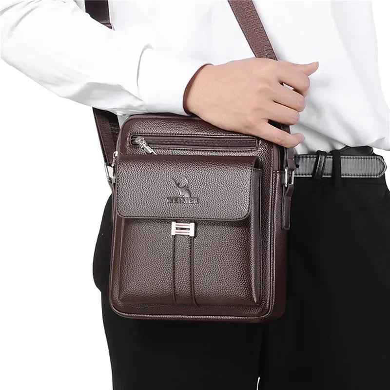 Men's Genuine Leather Crossbody Shoulder Bags High quality Tote Fashion Business Man Messenger Bag Leather Bags fanny pack - RELUX.STORE