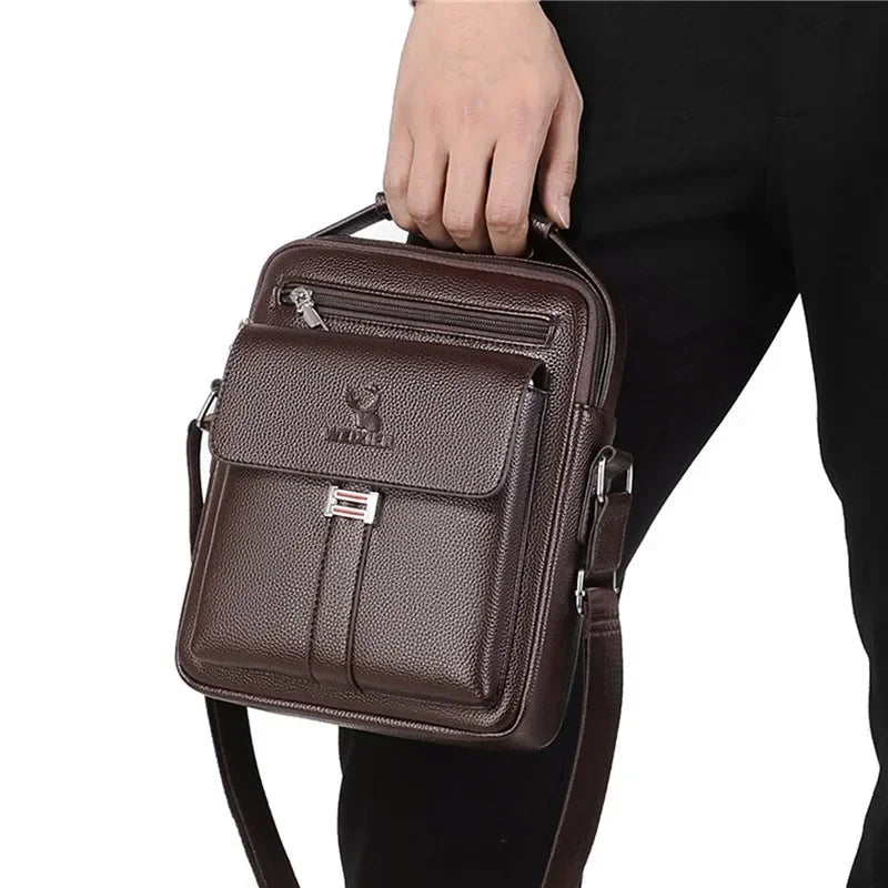 Men's Genuine Leather Crossbody Shoulder Bags High quality Tote Fashion Business Man Messenger Bag Leather Bags fanny pack - RELUX.STORE