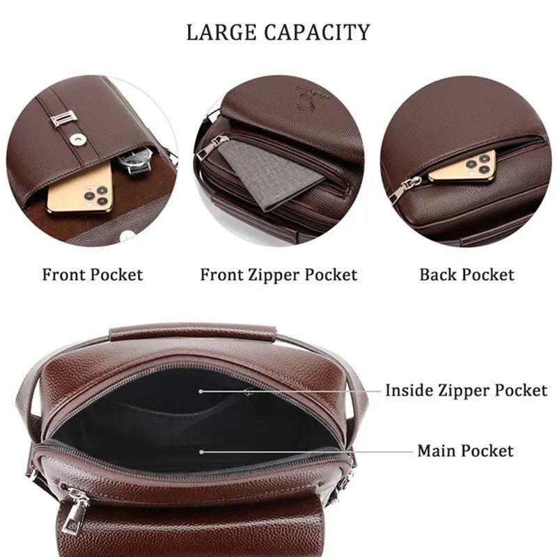 Men's Genuine Leather Crossbody Shoulder Bags High quality Tote Fashion Business Man Messenger Bag Leather Bags fanny pack - RELUX.STORE
