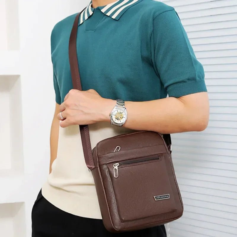 Men's Genuine Leather Crossbody Shoulder Bags High quality Tote Fashion Business Man Messenger Bag Leather Bags fanny pack - RELUX.STORE