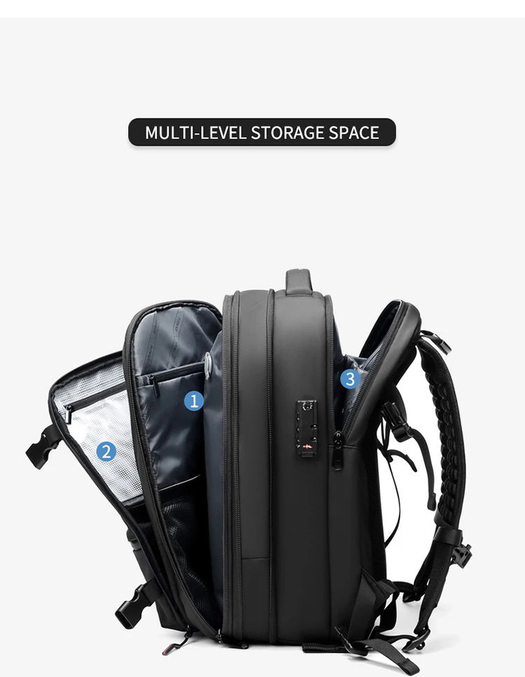Men’s Travel & Business Backpack – 17” Laptop, Large Capacity School, Expanded Hiking & Vacuum Compression Bag - RELUX.STORE