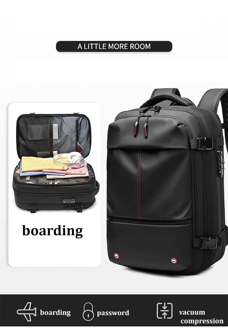 Men’s Travel & Business Backpack – 17” Laptop, Large Capacity School, Expanded Hiking & Vacuum Compression Bag - RELUX.STORE
