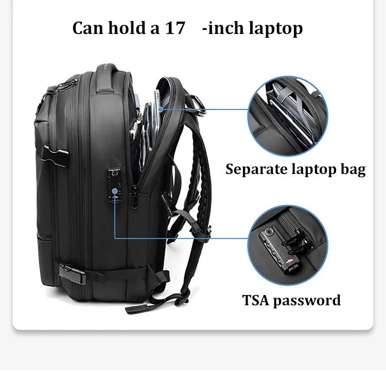 Men’s Travel & Business Backpack – 17” Laptop, Large Capacity School, Expanded Hiking & Vacuum Compression Bag - RELUX.STORE