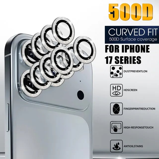 "Metal Glitter Bling Camera Lens Protector for iPhone 17 Pro Max / 17 Air / 16 – HD Glass Protective Cap & Ring for iPhone 15/16/17 Series" ✨📱 - RELUX.STORE
