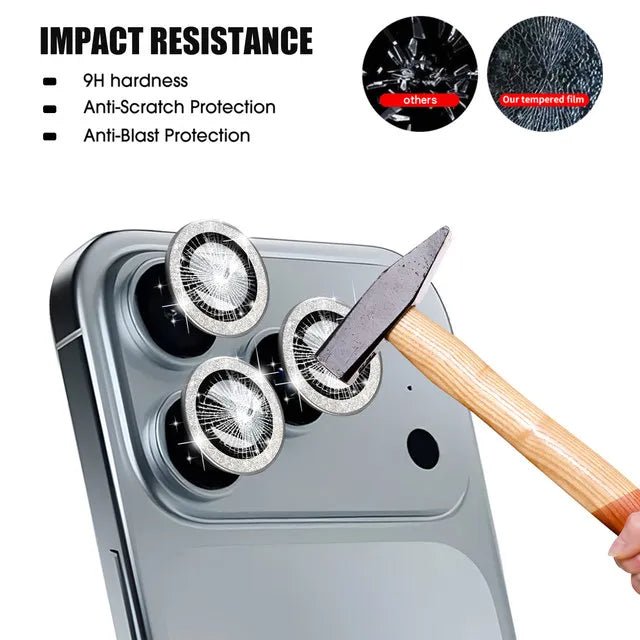 "Metal Glitter Bling Camera Lens Protector for iPhone 17 Pro Max / 17 Air / 16 – HD Glass Protective Cap & Ring for iPhone 15/16/17 Series" ✨📱 - RELUX.STORE