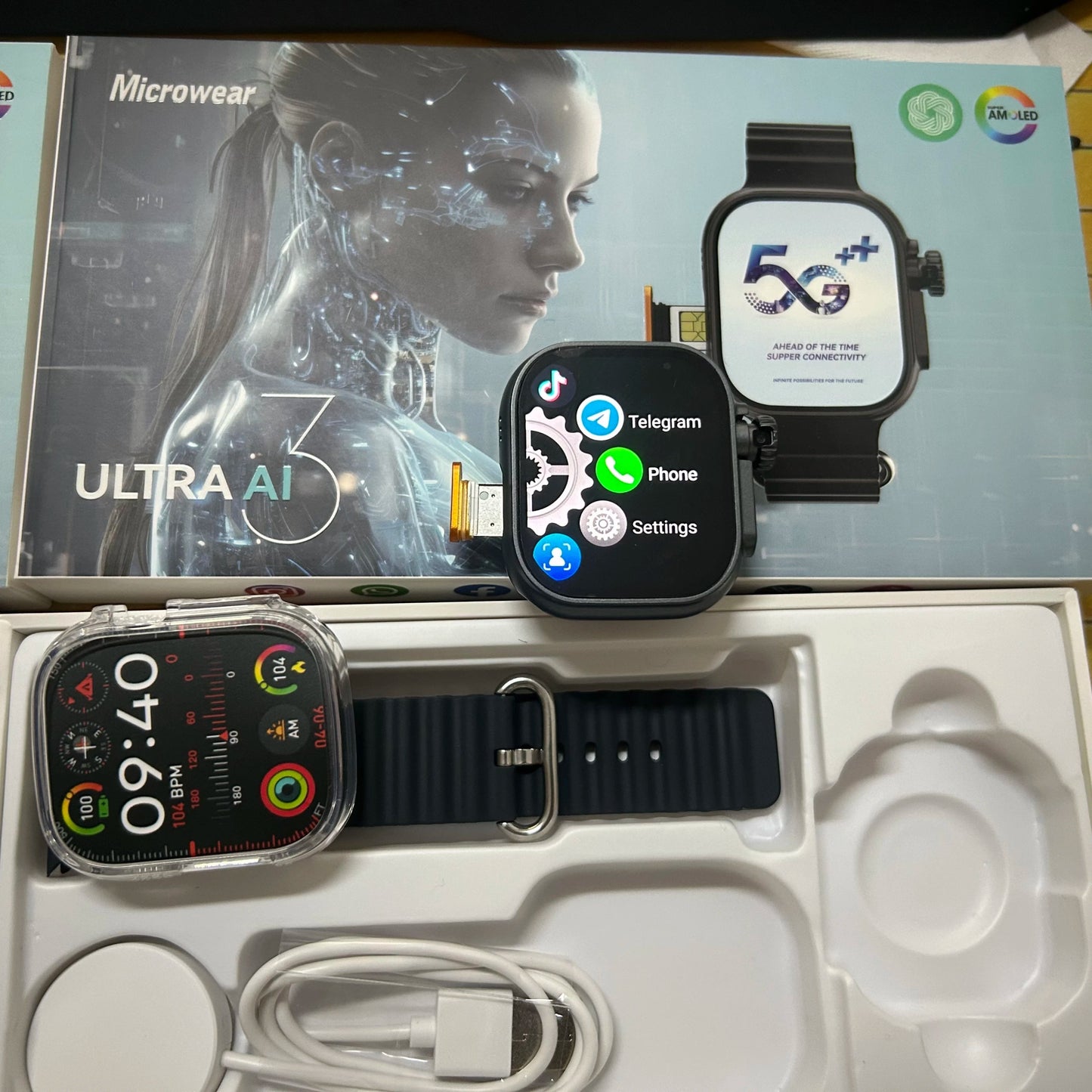 Microwear Ultra Ai3 Smartwatch 5G 180° Rotating Camera Google Play GPS WIFI 2.2inch Amoled HD Display 4G Calling Smartwatch Men - RELUX.STORE