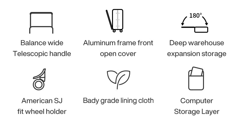Mixi Front Laptop Pocket Suitcase Wide Handle Travel Suitcase Men 20''Carry - On Luggage Women PC Aluminum Frame Trolley Case 24'' - RELUX.STOREMixi Front Laptop Pocket Suitcase Wide Handle Travel Suitcase Men 20''Carry - On Luggage Women PC Aluminum Frame Trolley Case 24''