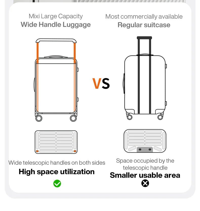 Mixi Large - Capacity Suitcase Trolley Case 26inch Checked in Hardside Rolling Wheels Luggage Wide Handle Travel Suitcases M9276DH - RELUX.STOREMixi Large - Capacity Suitcase Trolley Case 26inch Checked in Hardside Rolling Wheels Luggage Wide Handle Travel Suitcases M9276DH