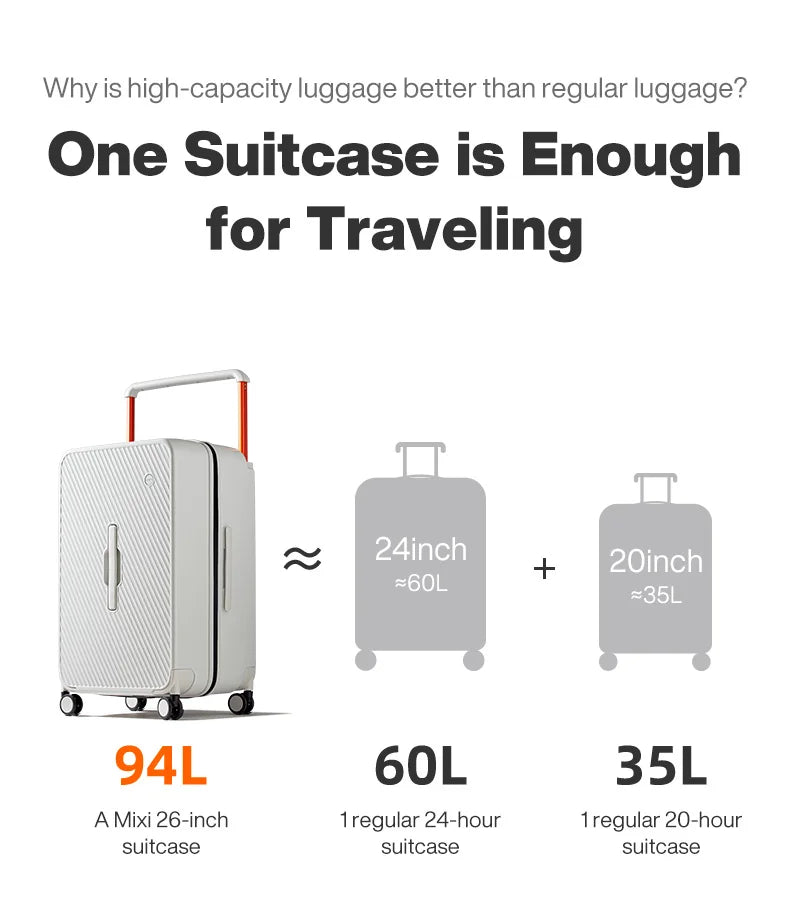 Mixi Large - Capacity Suitcase Trolley Case 26inch Checked in Hardside Rolling Wheels Luggage Wide Handle Travel Suitcases M9276DH - RELUX.STOREMixi Large - Capacity Suitcase Trolley Case 26inch Checked in Hardside Rolling Wheels Luggage Wide Handle Travel Suitcases M9276DH