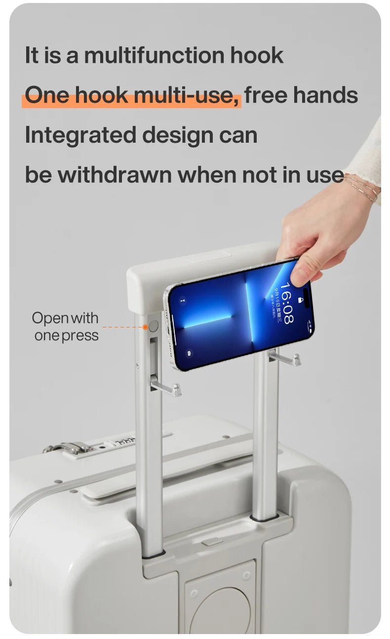 Mixi New Aluminum Frame Suitcase Carry On Rolling Luggage with USB Port Boarding Cabin Cup and Phone Holder 20 24 Inch - RELUX.STOREMixi New Aluminum Frame Suitcase Carry On Rolling Luggage with USB Port Boarding Cabin Cup and Phone Holder 20 24 Inch
