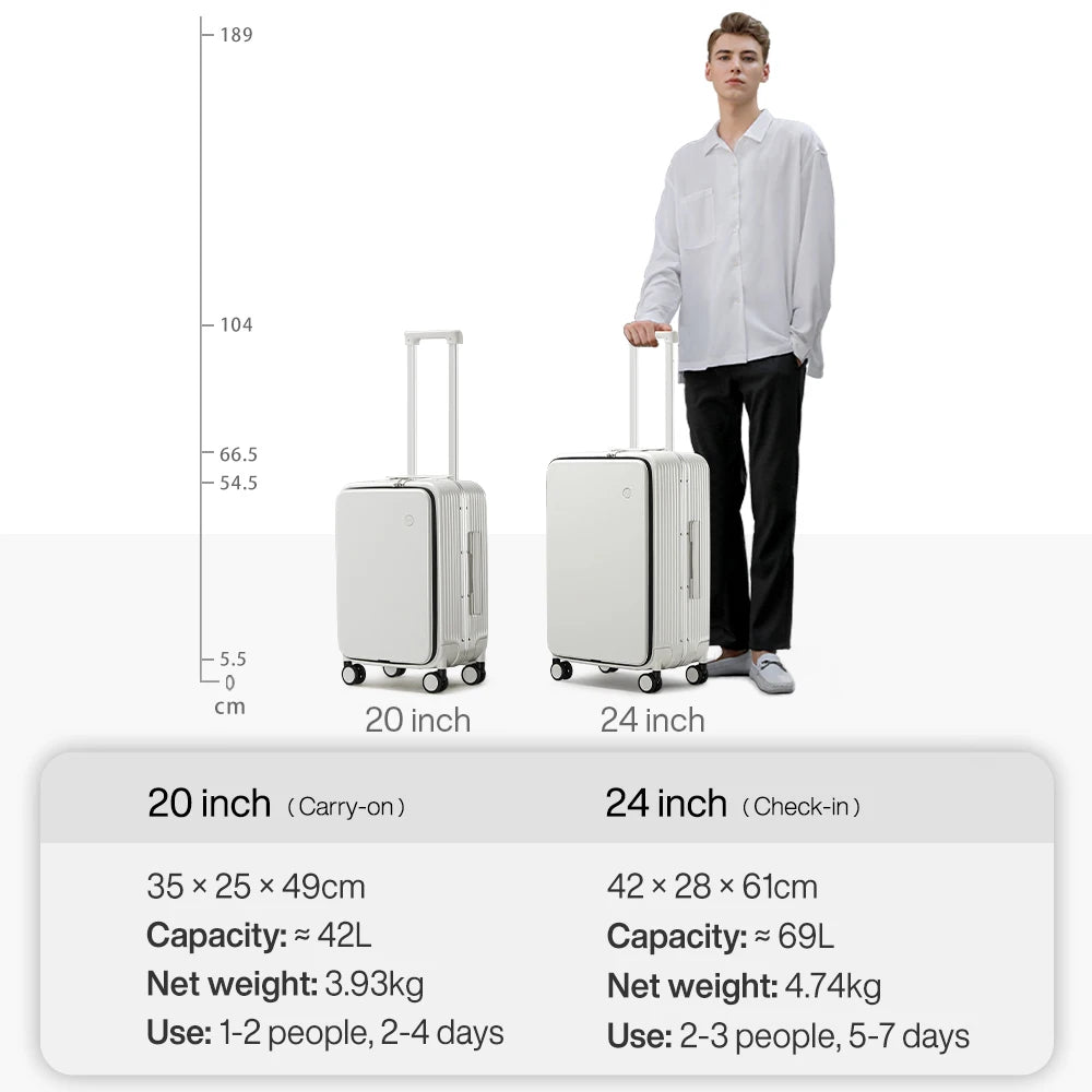 Mixi New Aluminum Frame Suitcase Carry On Rolling Luggage with USB Port Boarding Cabin Cup and Phone Holder 20 24 Inch - RELUX.STOREMixi New Aluminum Frame Suitcase Carry On Rolling Luggage with USB Port Boarding Cabin Cup and Phone Holder 20 24 Inch