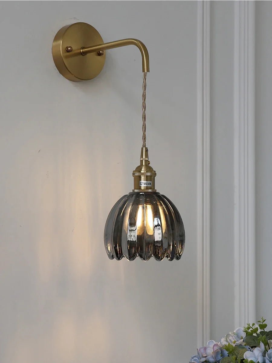 “Modern Japanese Retro Floral Glass Wall Lamp – Nordic LED Bedside & Mirror Light for Bedroom, Study & Hallway” - RELUX.STORE