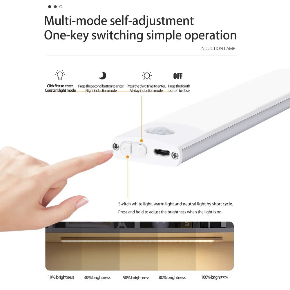 "Motion Sensor Night Light – USB Rechargeable Wireless LED Lamp for Kitchen, Cabinet, Bedroom & Wardrobe Lighting" - RELUX.STORE