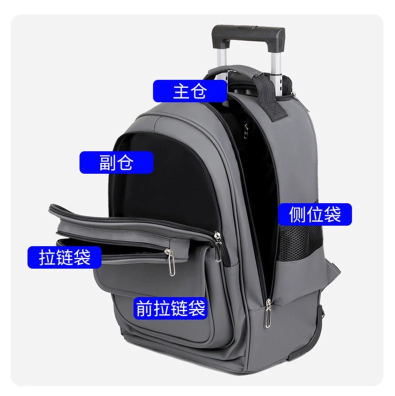Multi - functional fashion trolley travel bag pull rod large capacity backpack with wheel outdoor leisure suitcase student luggage - RELUX.STOREMulti - functional fashion trolley travel bag pull rod large capacity backpack with wheel outdoor leisure suitcase student luggage