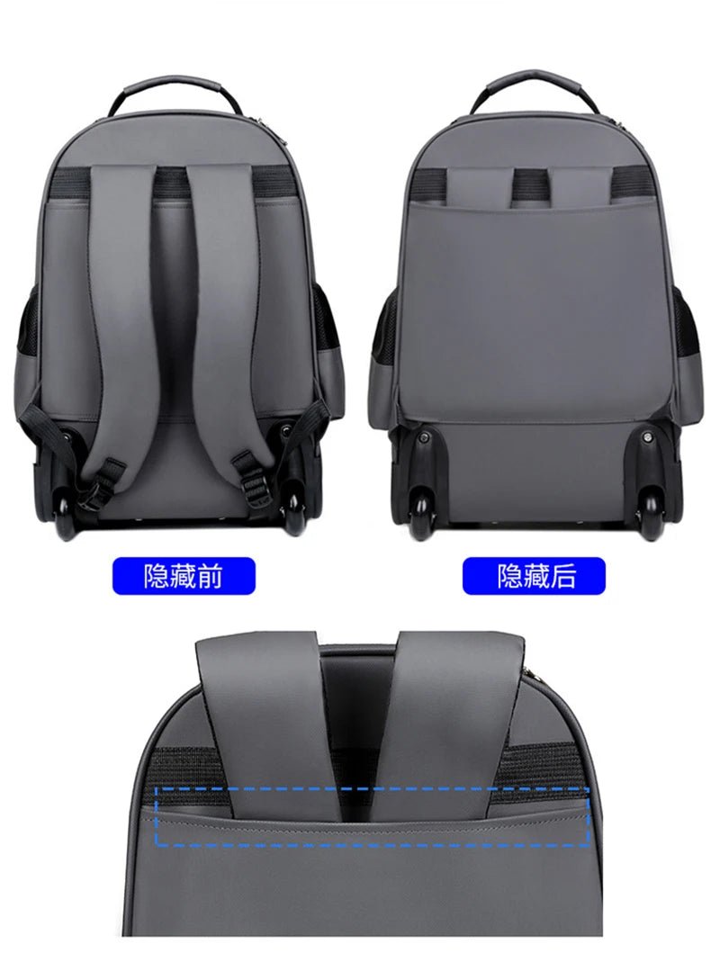 Multi - functional fashion trolley travel bag pull rod large capacity backpack with wheel outdoor leisure suitcase student luggage - RELUX.STOREMulti - functional fashion trolley travel bag pull rod large capacity backpack with wheel outdoor leisure suitcase student luggage