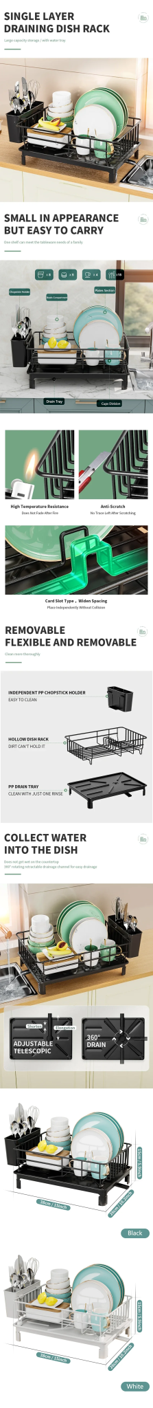 Multi - Functional Kitchen Organizer: Countertop & Cabinet Dish Rack + Utensil Drainer Storage with Stackable Design Storage Rack - RELUX.STORE