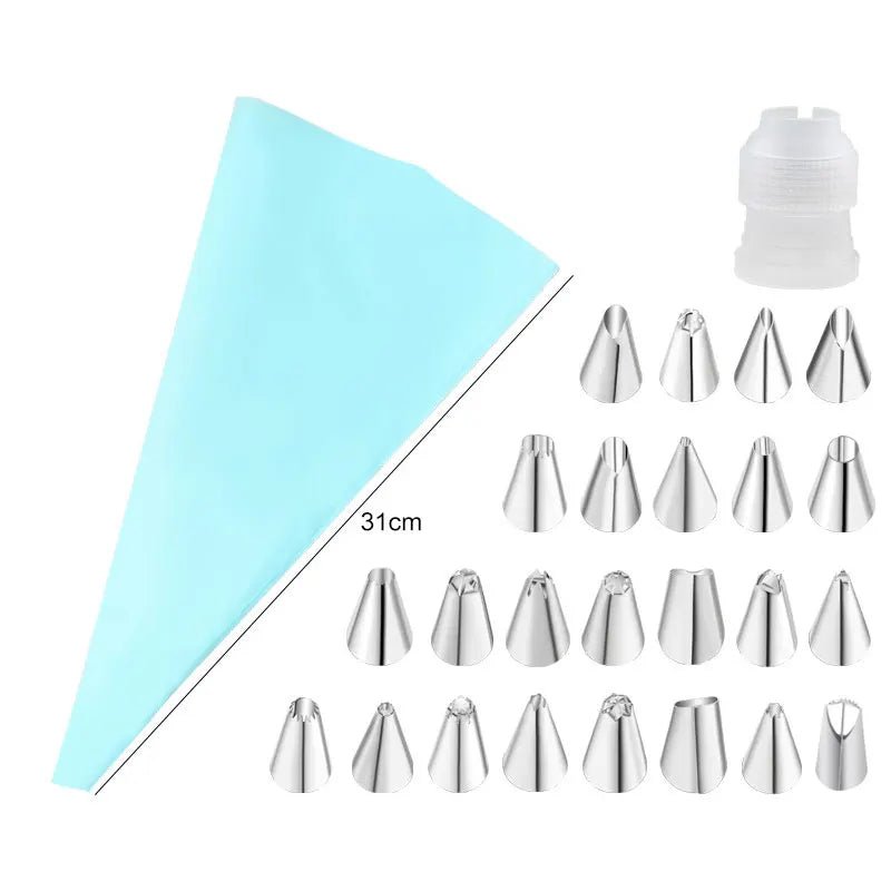 Multifunctional Cake Decorating Tools Silicone Pastry Bag Stainless Steel Cake Mouth Reusable Silicone Bag Tools Pastry Nozzle - RELUX.STORE