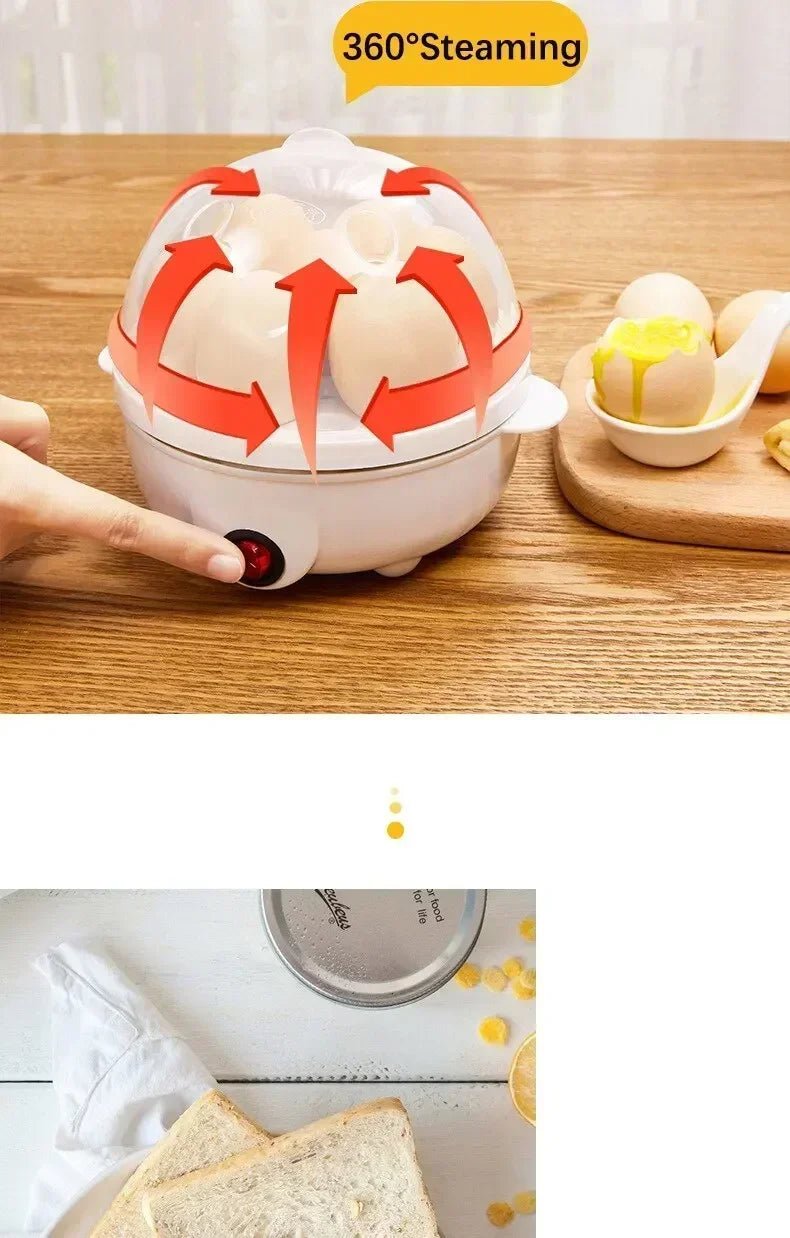Multifunctional Electric Egg Cooker Steamer - Double Layer for Boil, Poach, Steam Eggs & Veggies, Compact Breakfast Appliance - RELUX.STORE