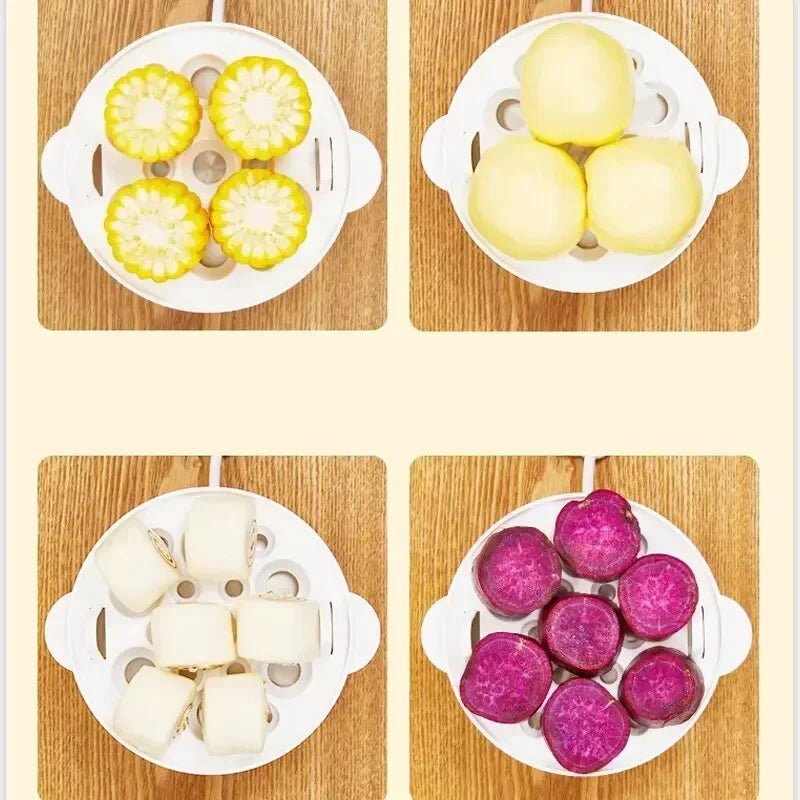 Multifunctional Electric Egg Cooker Steamer - Double Layer for Boil, Poach, Steam Eggs & Veggies, Compact Breakfast Appliance - RELUX.STORE