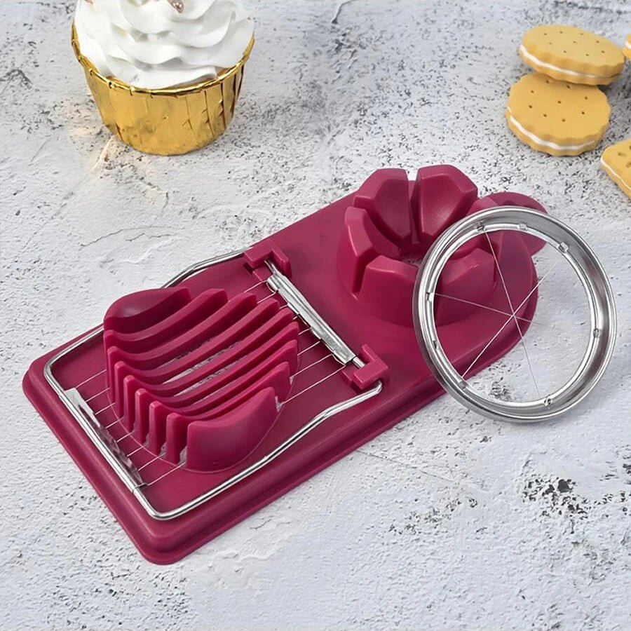 Multifunctional PP Base egg cutter 2 - in - 1 stainless steel wire pull egg cutter for hanging high - quality kitchen accessory tools - RELUX.STORE