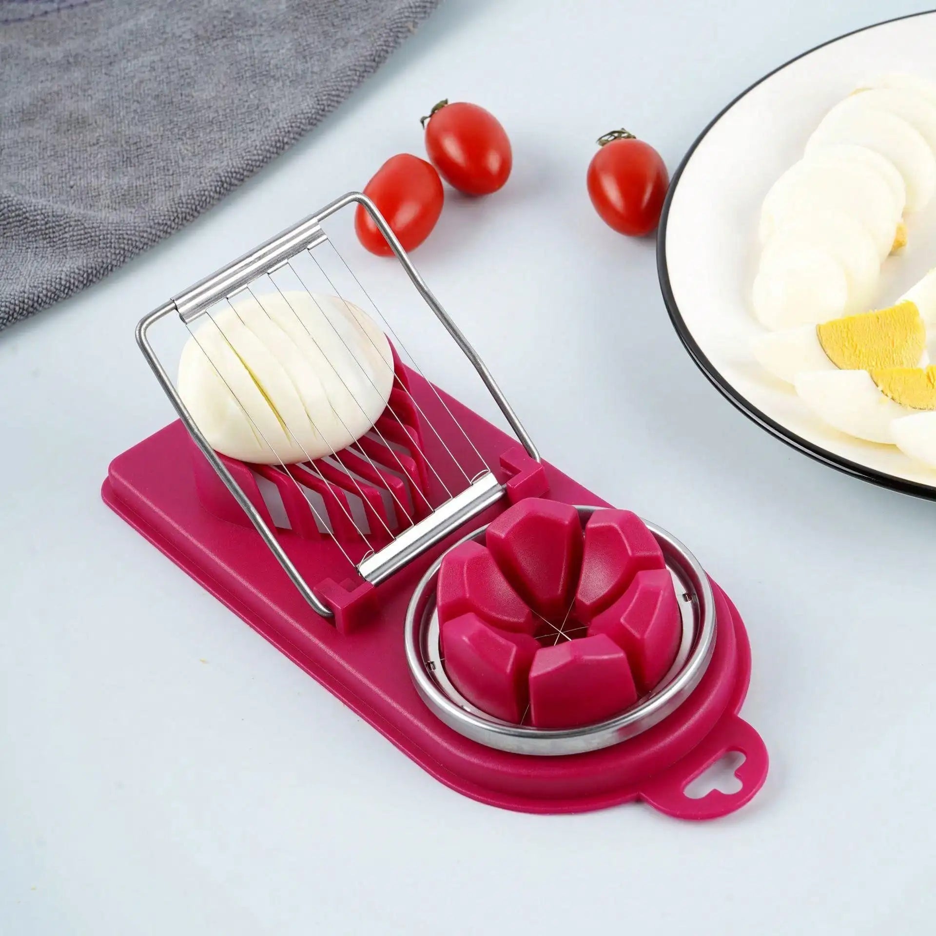 Multifunctional PP Base egg cutter 2 - in - 1 stainless steel wire pull egg cutter for hanging high - quality kitchen accessory tools - RELUX.STORE
