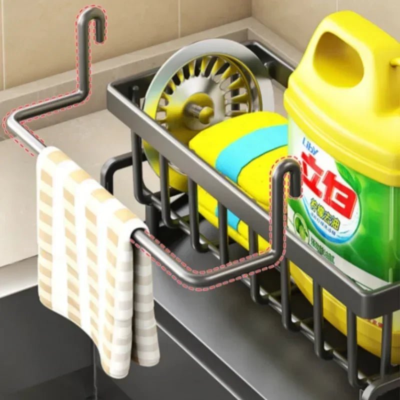 Multifunctional Sponge Rack Drainer Kitchen Shelf Sink Rag Dishwashing Detergent Dishcloth Organiser kitchen organizer storage - RELUX.STORE