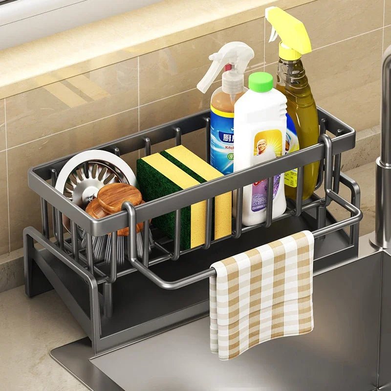Multifunctional Sponge Rack Drainer Kitchen Shelf Sink Rag Dishwashing Detergent Dishcloth Organiser kitchen organizer storage - RELUX.STORE