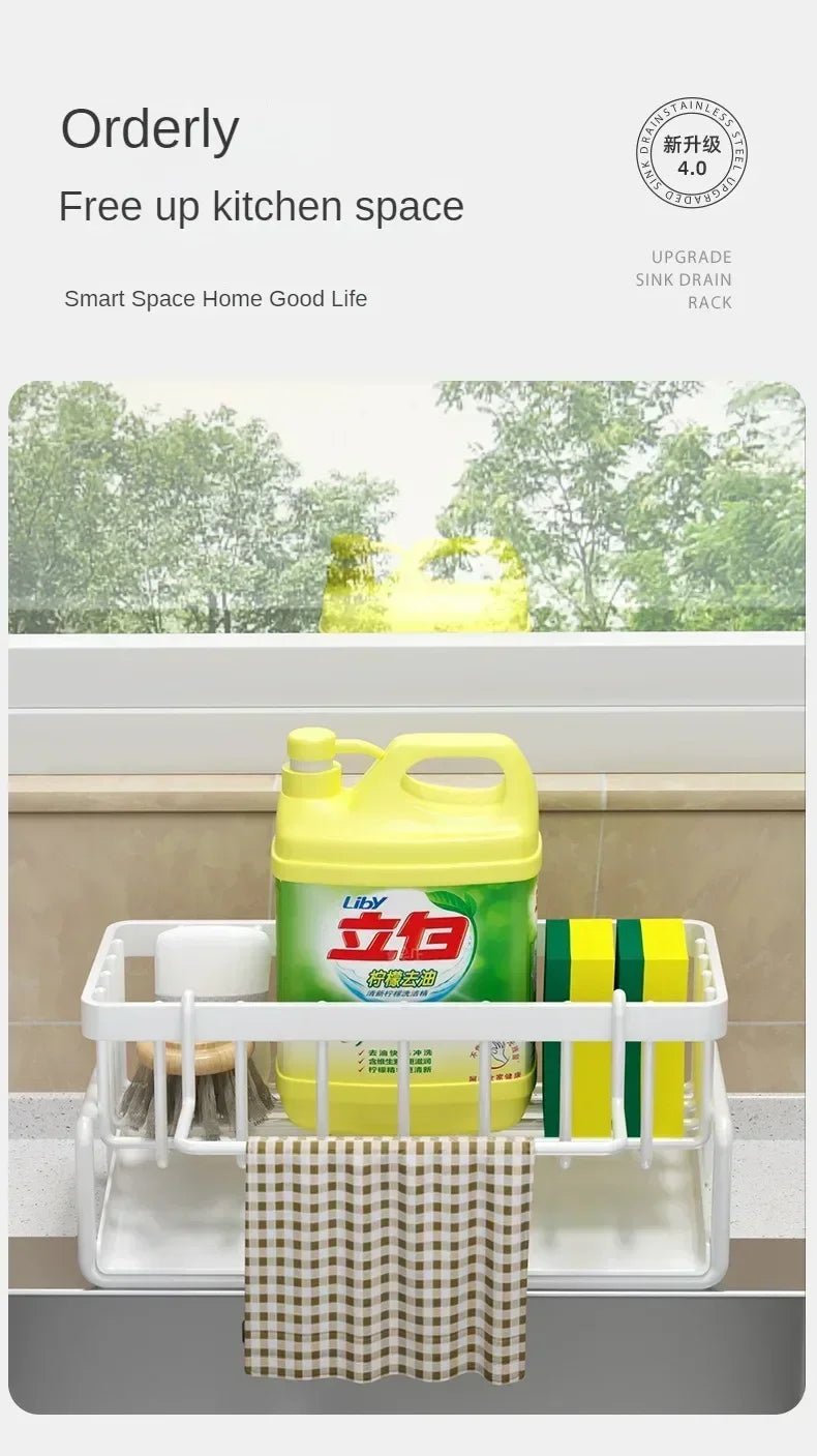 Multifunctional Sponge Rack Drainer Kitchen Shelf Sink Rag Dishwashing Detergent Dishcloth Organiser kitchen organizer storage - RELUX.STORE