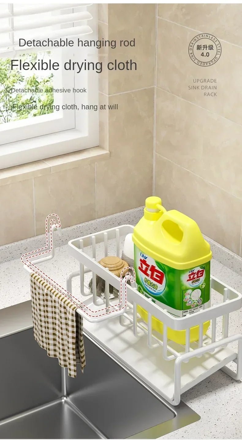 Multifunctional Sponge Rack Drainer Kitchen Shelf Sink Rag Dishwashing Detergent Dishcloth Organiser kitchen organizer storage - RELUX.STORE