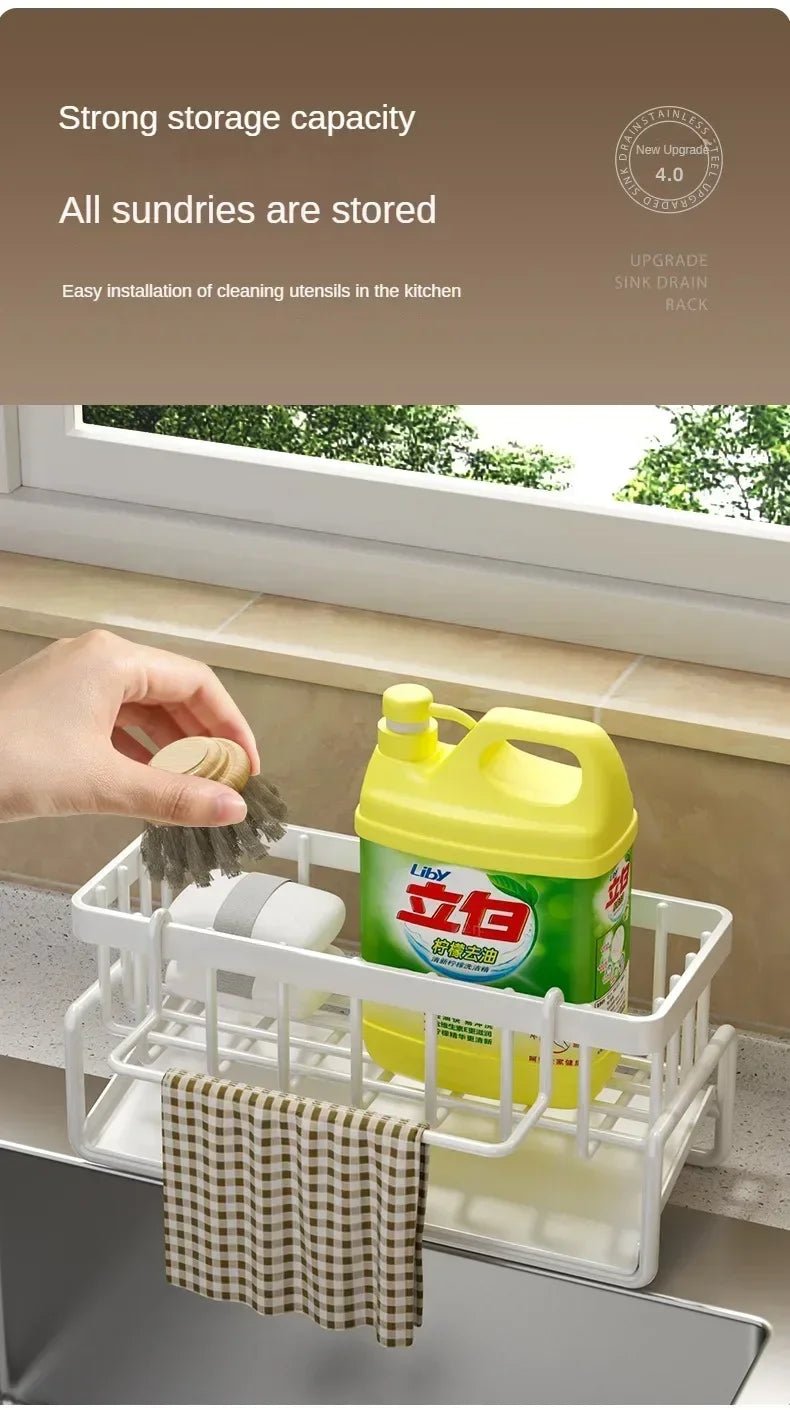 Multifunctional Sponge Rack Drainer Kitchen Shelf Sink Rag Dishwashing Detergent Dishcloth Organiser kitchen organizer storage - RELUX.STORE