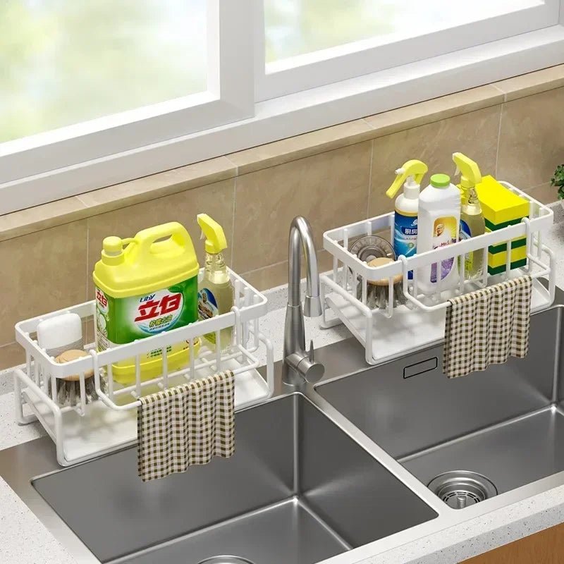 Multifunctional Sponge Rack Drainer Kitchen Shelf Sink Rag Dishwashing Detergent Dishcloth Organiser kitchen organizer storage - RELUX.STORE