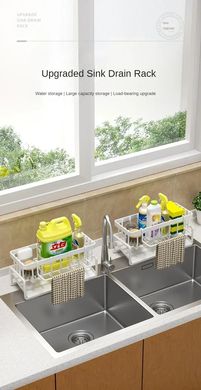 Multifunctional Sponge Rack Drainer Kitchen Shelf Sink Rag Dishwashing Detergent Dishcloth Organiser kitchen organizer storage - RELUX.STORE