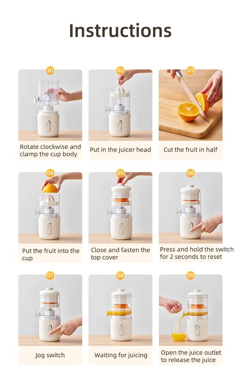 Multifunctional Wireless Electric Juicer Steel Orange Lemon Blender USB Portable Mini Fruit Squeezer Pressure Juicer Kitchen - RELUX.STORE