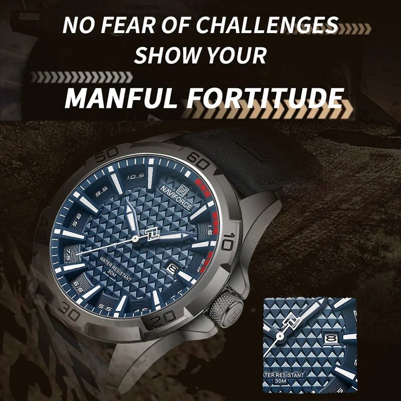 NAVIFORCE Brand Men Fashion Quartz Watches Male Leather Strap Sport Waterproof Wristwatches CalendarClock Relogio Masculino - RELUX.STORE