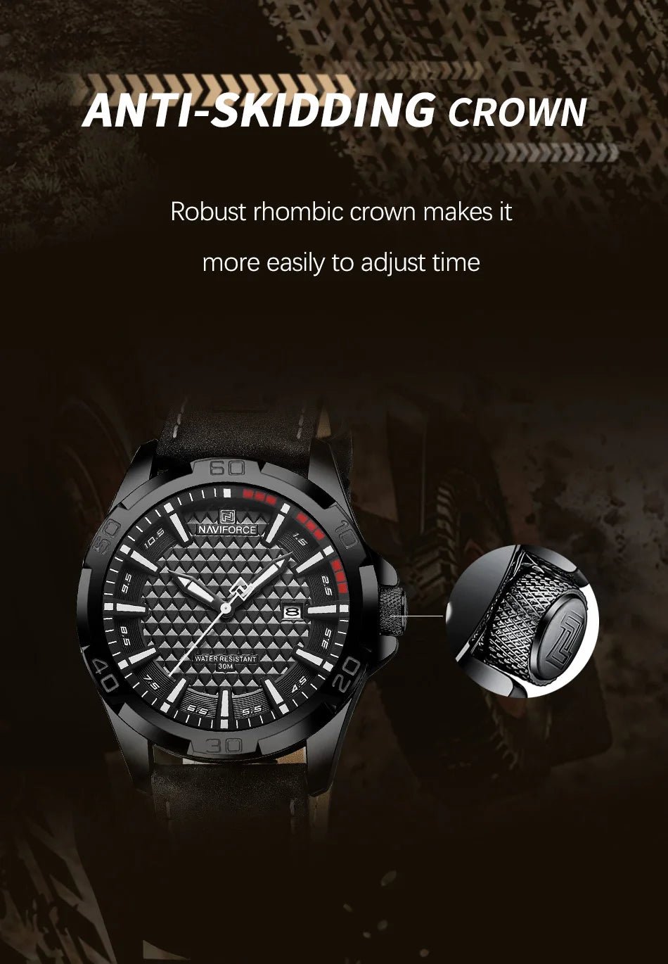 NAVIFORCE Brand Men Fashion Quartz Watches Male Leather Strap Sport Waterproof Wristwatches CalendarClock Relogio Masculino - RELUX.STORE